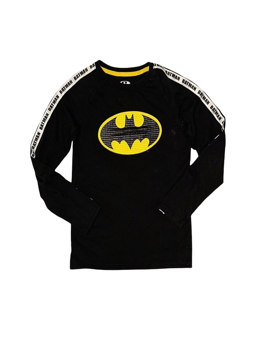 BATMAN Boy's Black And Yellow Graphic Long Sleeve Shirt Large 10/12